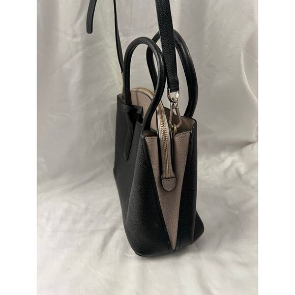 Kate Spade Margaux Black Taupe Leather Tote Handbag GS - Picture 3 of 8